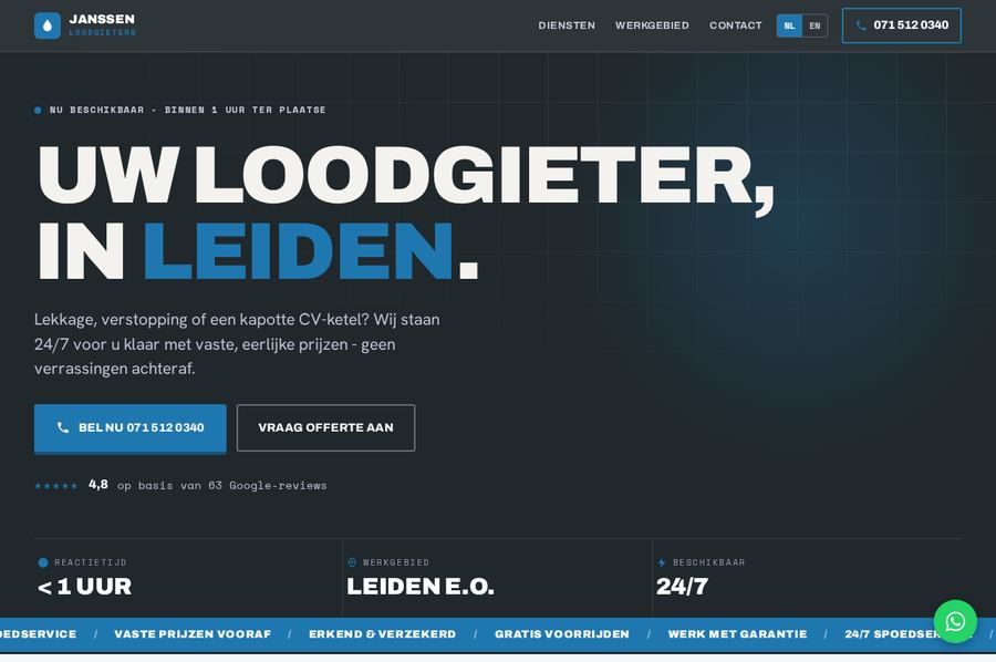Voorbeeldwebsite voor een loodgieter in Haarlem